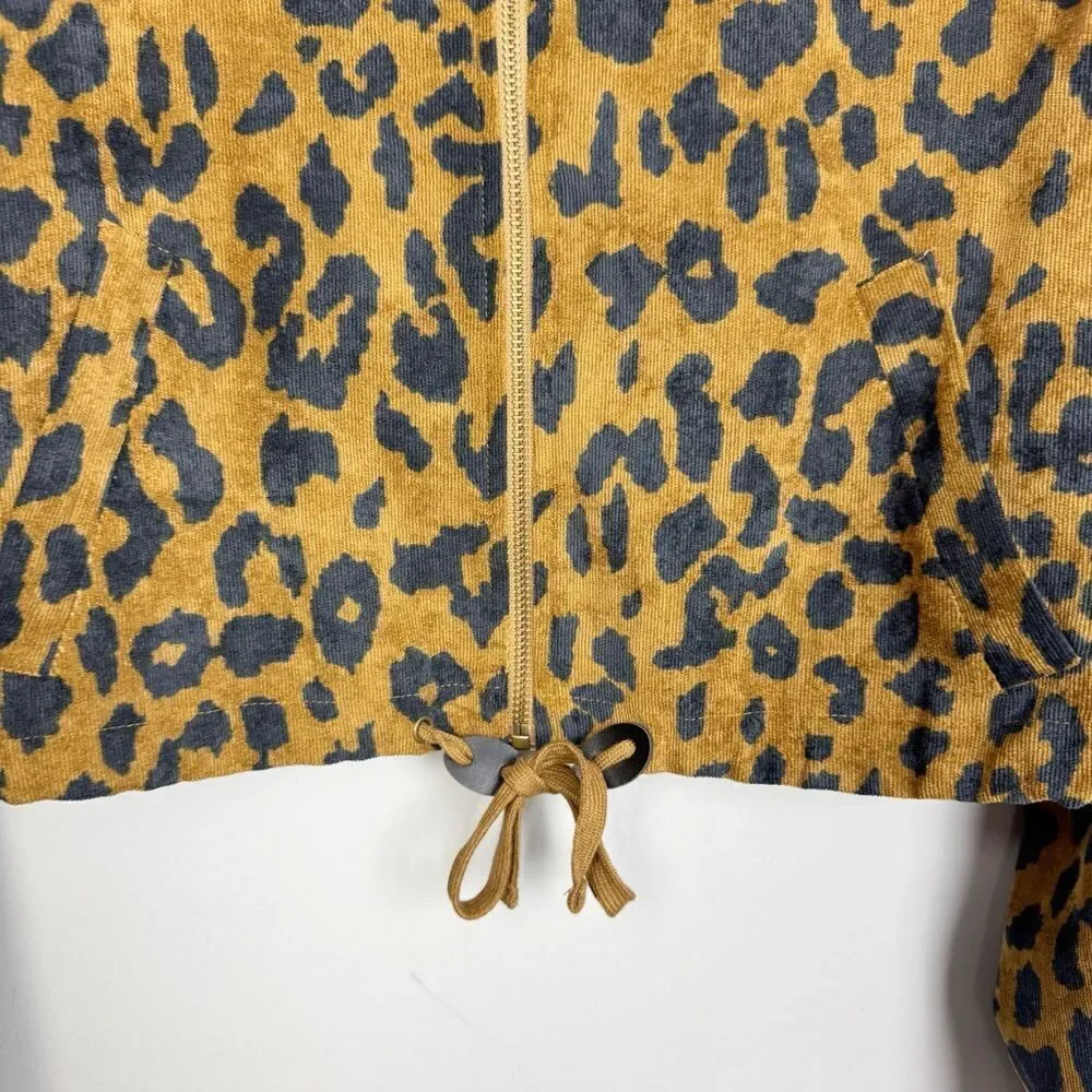 Essue | Animal Print Textured Semi Crop Zip Front Jacket Women’s Size Medium